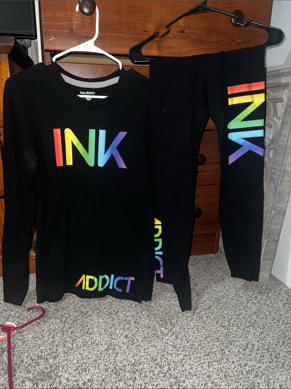 InkAddict Women's Black Rainbow Logo Lounge Set - Long Sleeve Top & Leggings